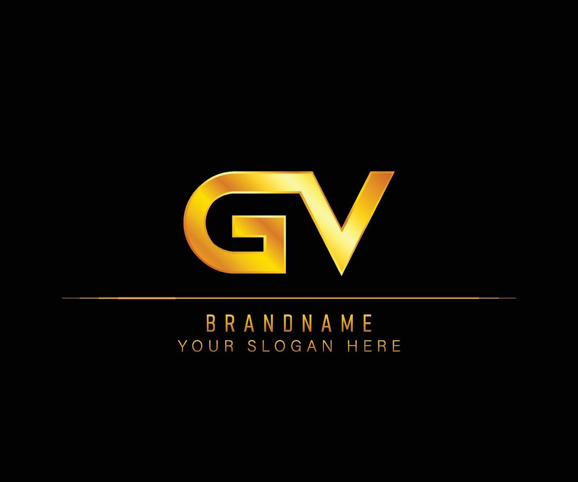 modèle de logo or lettre gv. modèle de logo de luxe de lettre initiale. vecteur