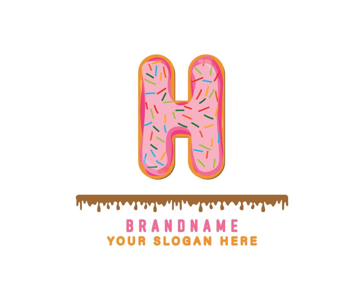 l'alphabet de pain beignet pastel rose avec la lettre h convient aux logos, titres et en-têtes vecteur