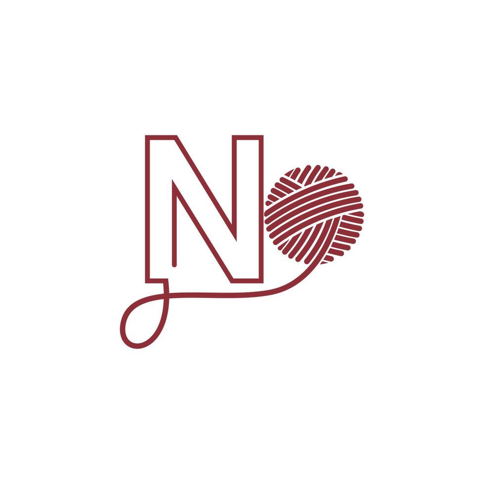 lettre n et écheveau de fil icône illustration de conception vecteur