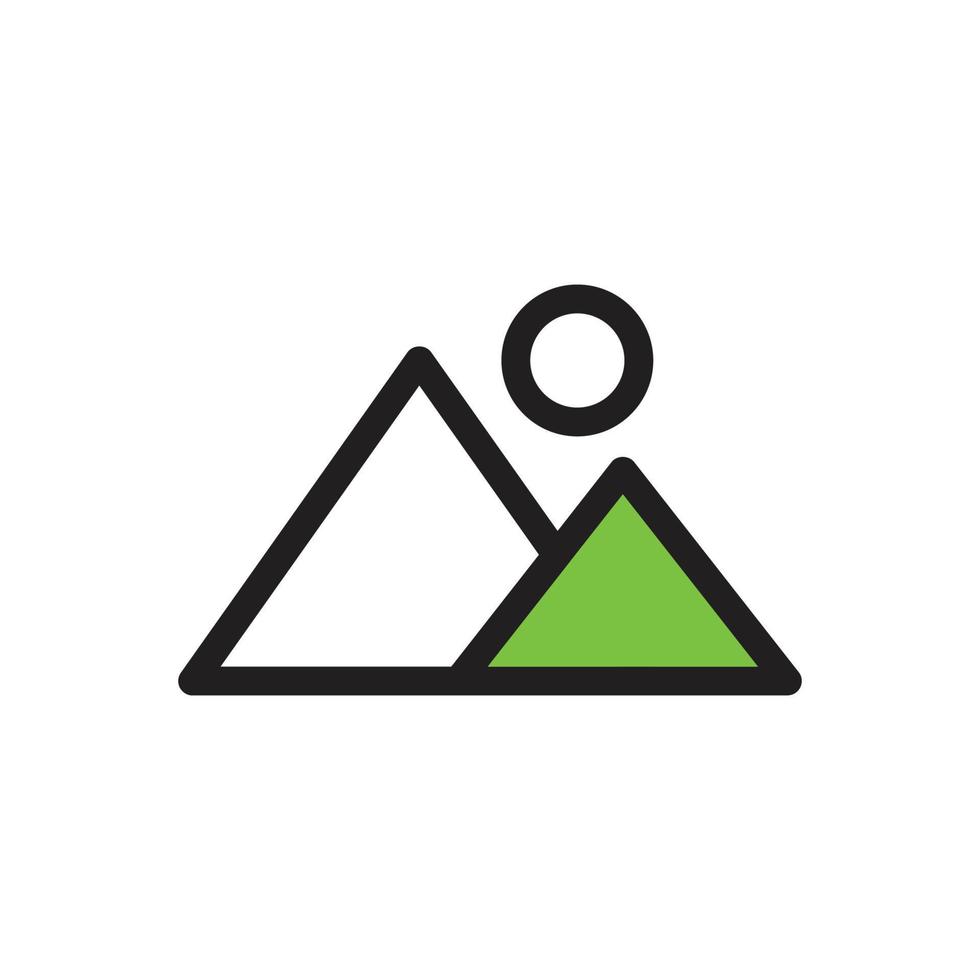 illustration de l'icône de la montagne et du soleil. icône vectorielle et création de logo. vecteur