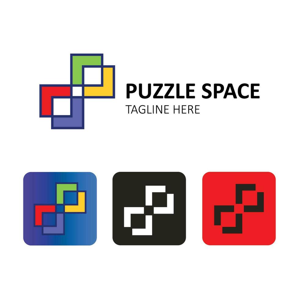 illustration de logo abstrait de puzzle, coloré. conception vectorielle pour entreprise, hôtel, auberge, site Web, applications. vecteur