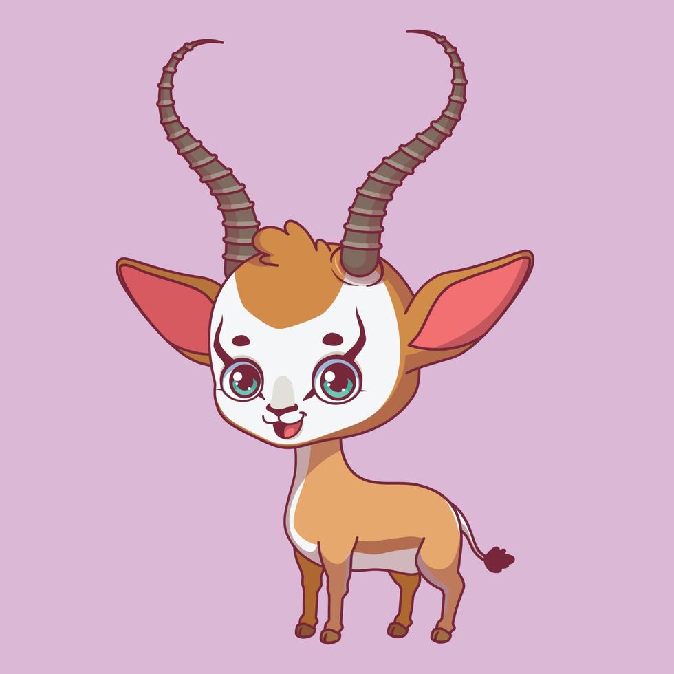 illustration d'un springbok de dessin animé sur fond coloré vecteur