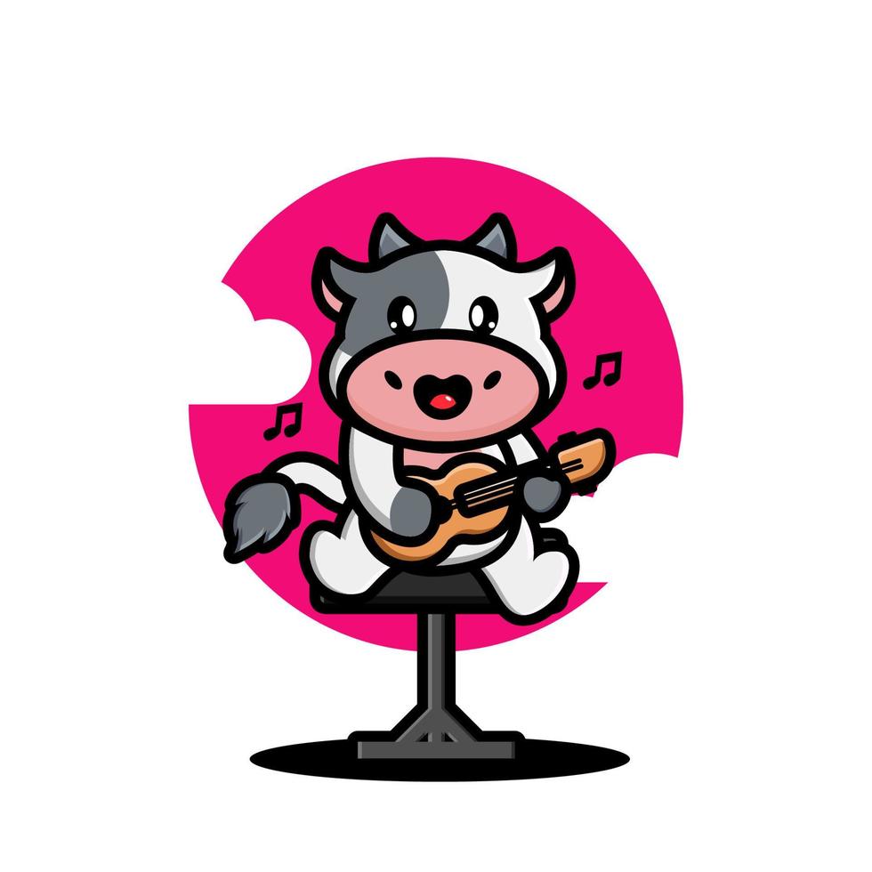 jolie vache jouant de la guitare vecteur