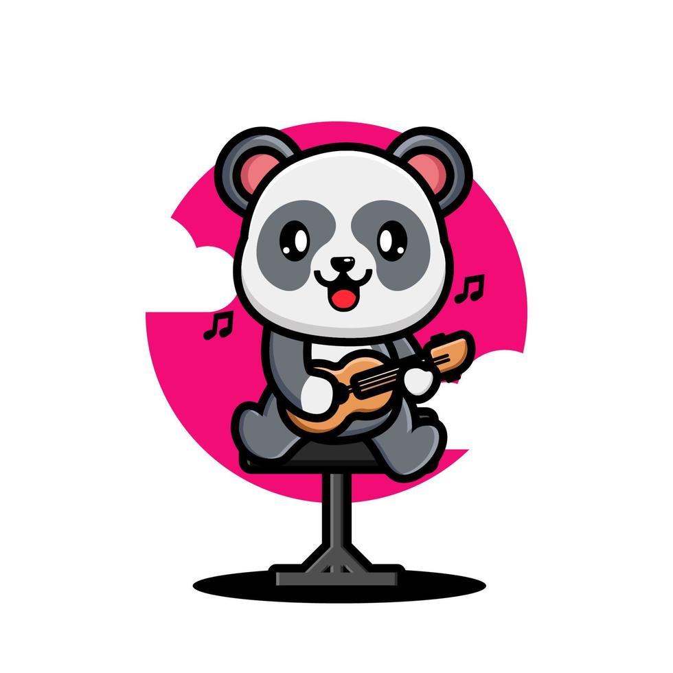 panda mignon jouant de la guitare vecteur