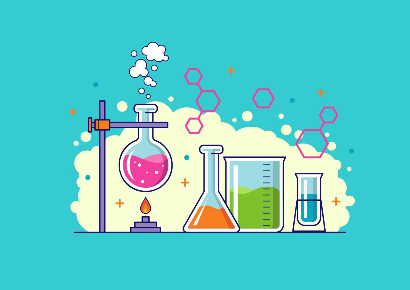 conceptions de concept d'illustration d'expérience de laboratoire chimique vecteur
