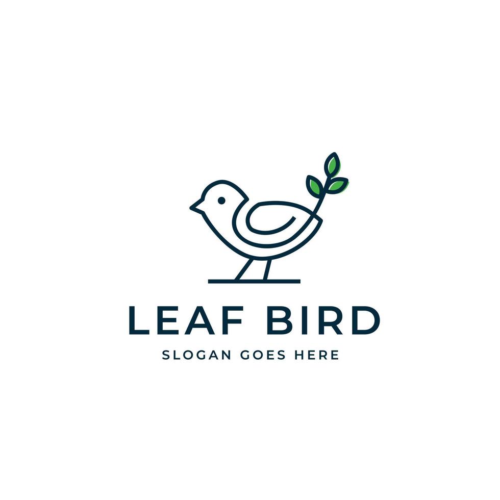 logo oiseau moderne avec feuille sur la queue vecteur