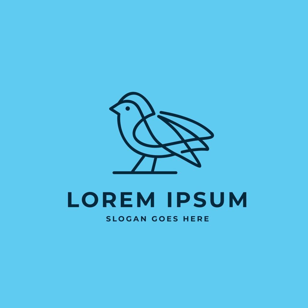 logo animal oiseau moderne simple avec fond bleu vecteur