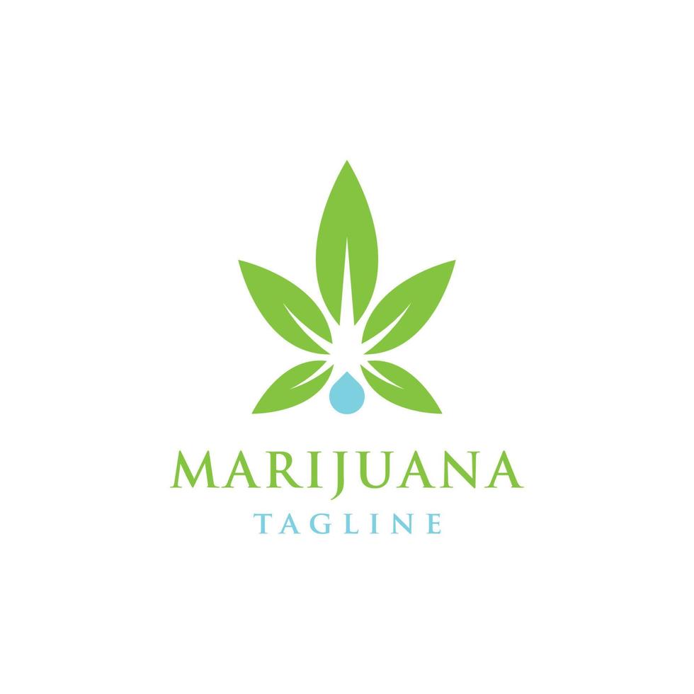 illustration de gouttes d'huile avec des feuilles de marijuana. huile de cannabis médical. logo d'icône de modèle. - vecteur