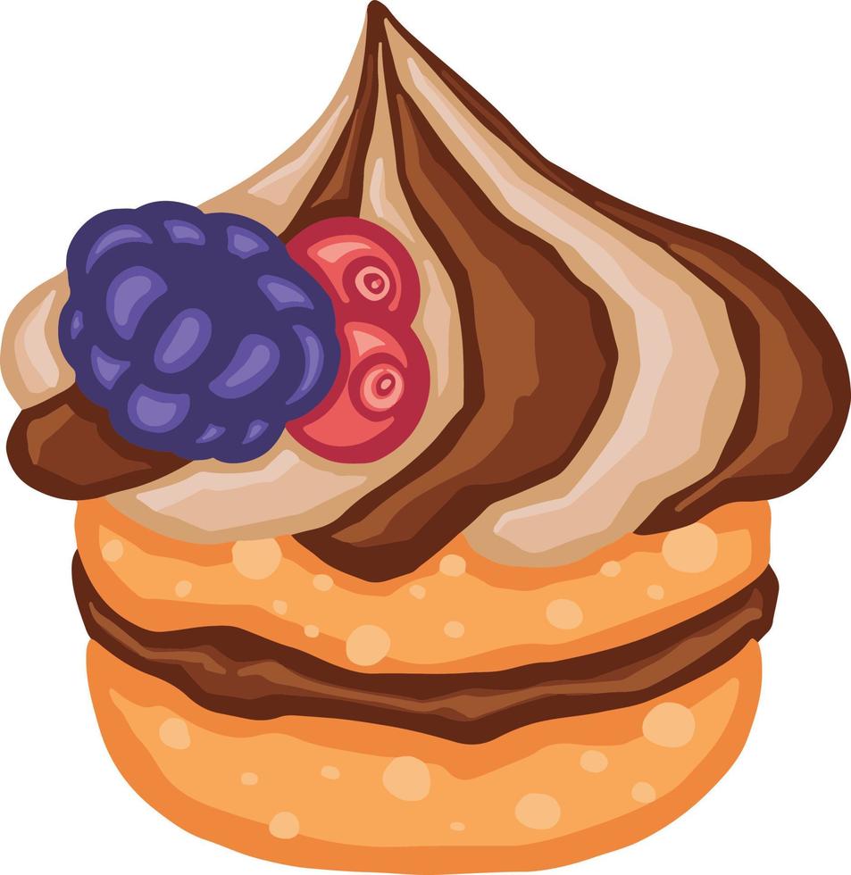 petit pain sucré, gâteau dessert, illustration dessinée à la main vecteur
