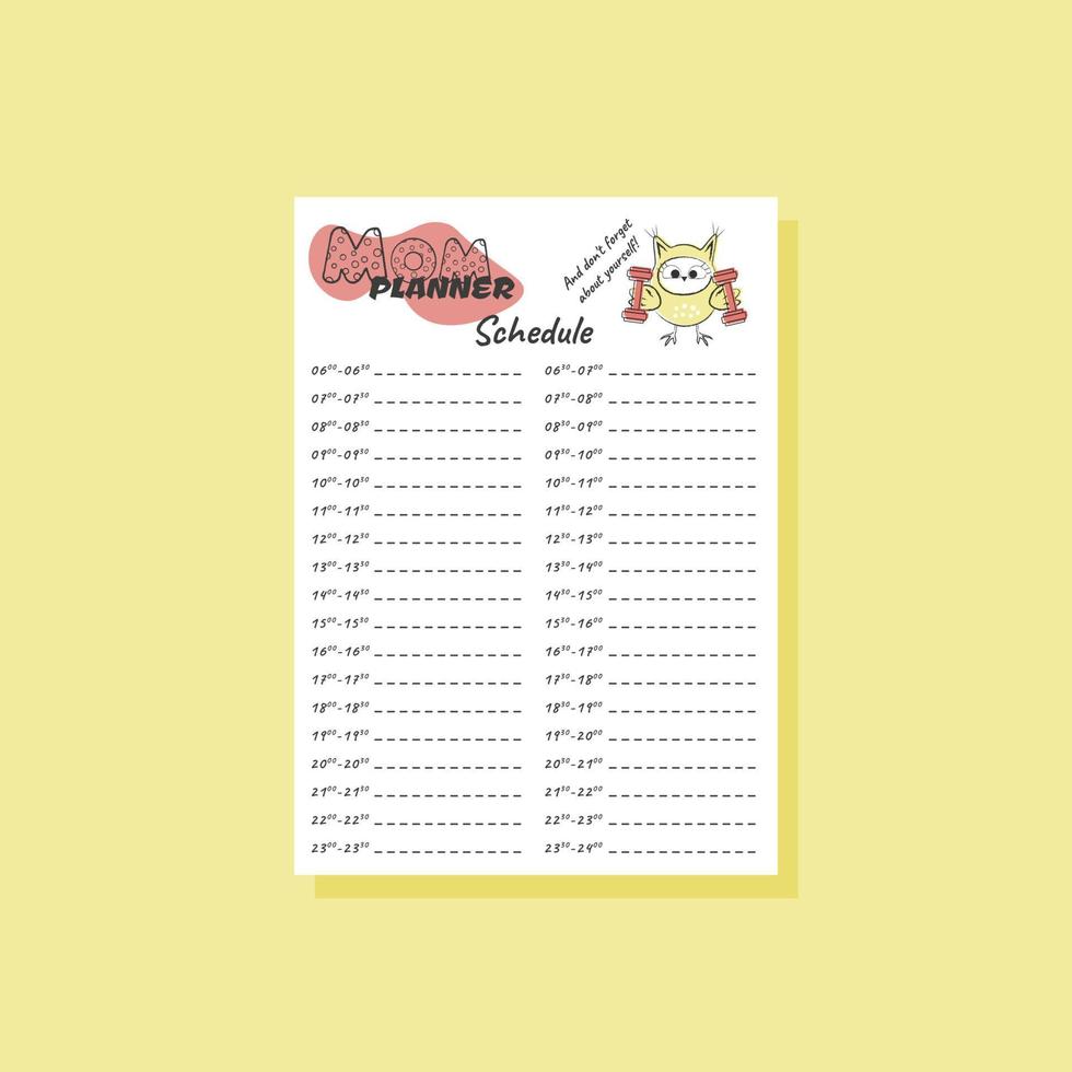 planificateur de maman calendrier blanc a4 vecteur