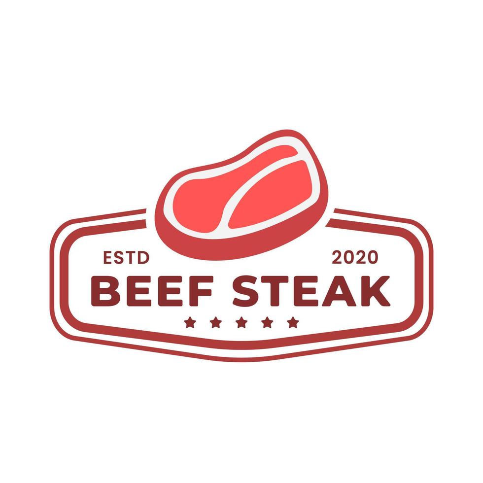 modèle de logo de steak frais avec fond isolé vecteur