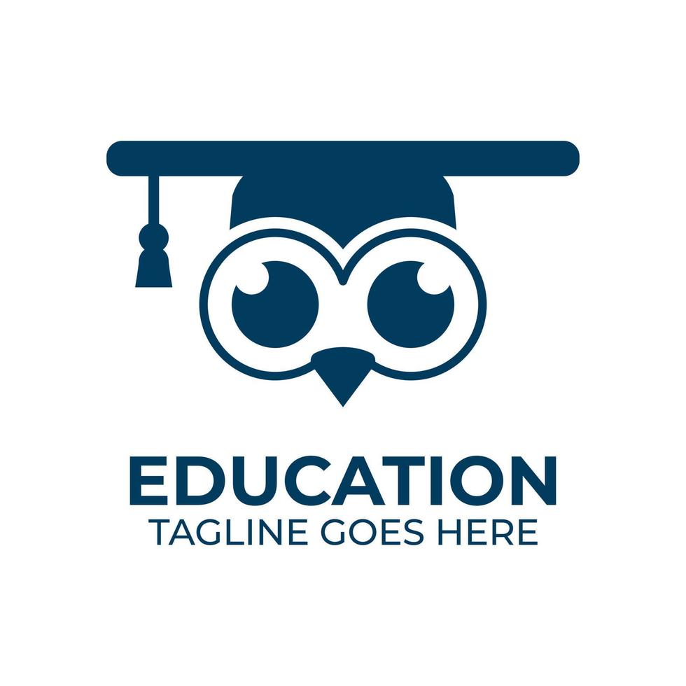 modèle de logo d'éducation avec mascotte de hibou sur fond isolé vecteur