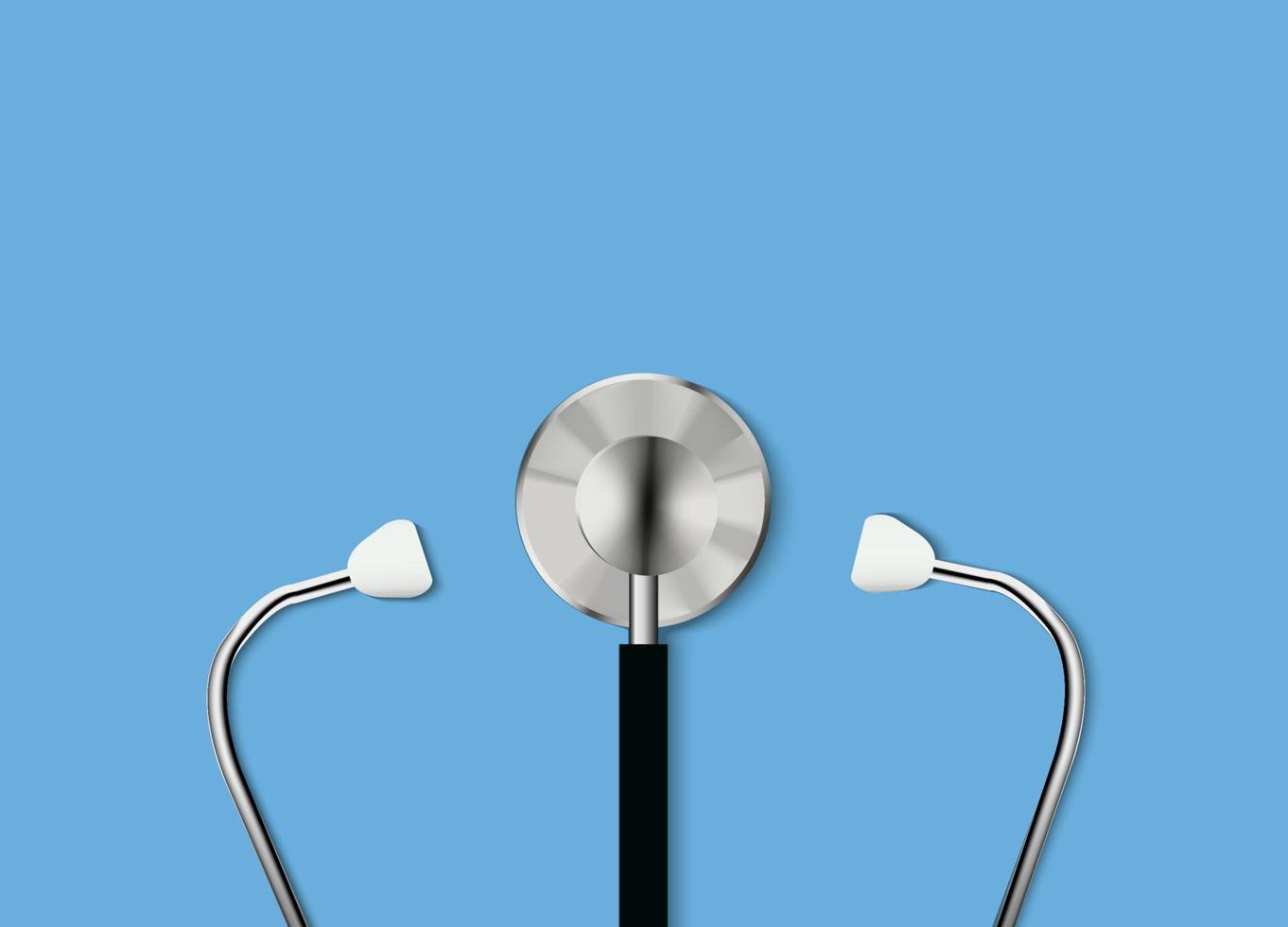 Stéthoscope 3D. instrument médical permettant d'écouter l'action du cœur ou de la respiration, comportant généralement un petit résonateur en forme de disque placé contre la poitrine et deux tubes reliés à des oreillettes vecteur