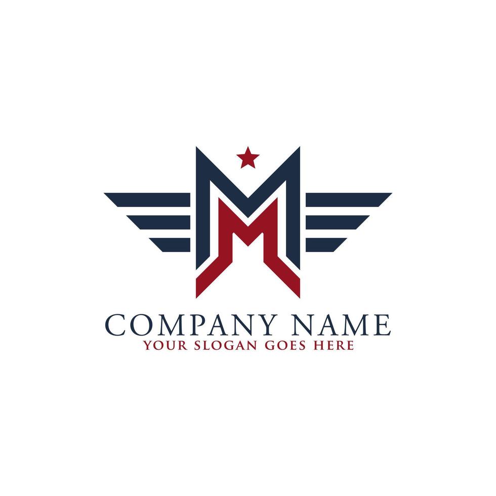 lettre mm logo style monogramme avec inspirations d'images vectorielles de forme américaine vecteur
