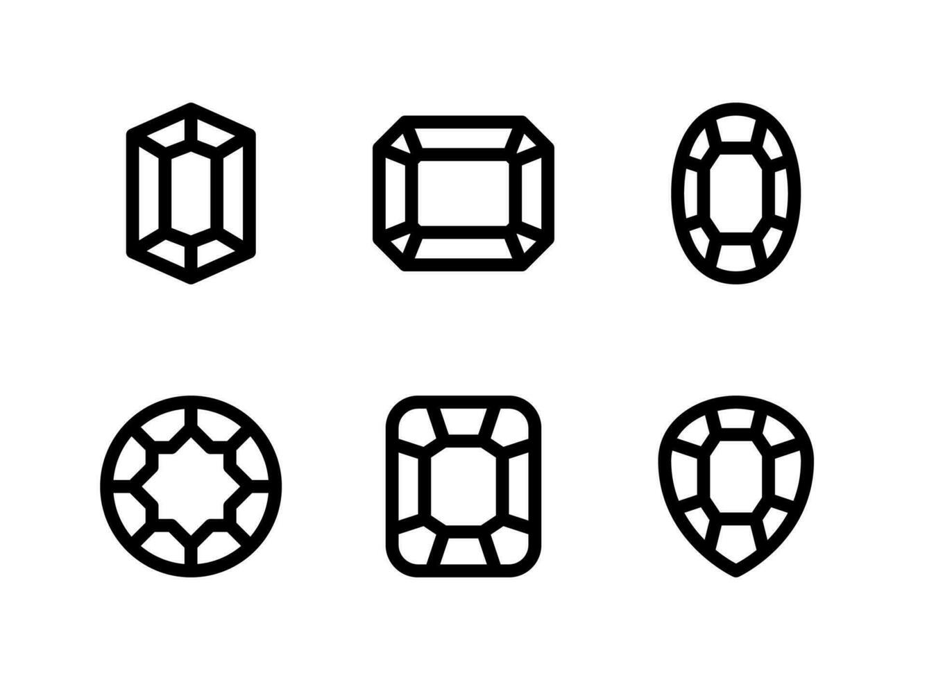 ensemble simple d'icônes de lignes vectorielles liées aux pierres précieuses. vecteur