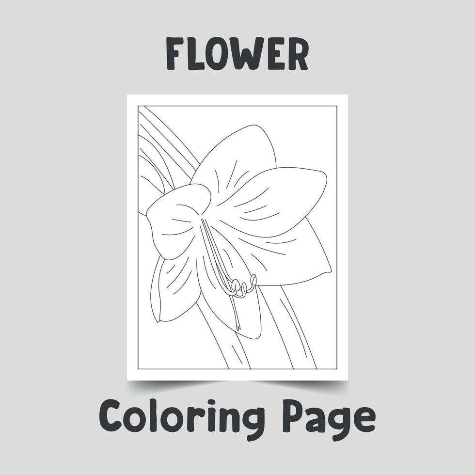 page de coloriage de fleur, dessin au trait de fleur sur une page a4, contour de fleur sur fond blanc, contour de fleur merveilleux, vecteur de fleur dessiné à la main