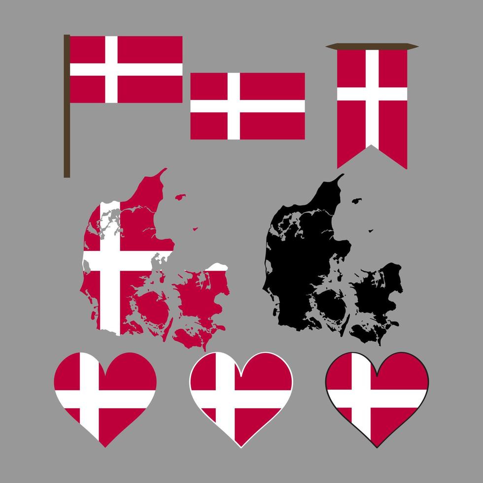 Danemark. carte et drapeau du danemark. illustration vectorielle. vecteur