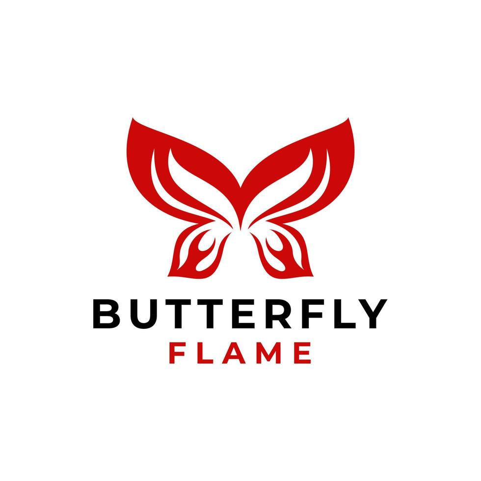 logo papillon avec élément de conception de flamme. illustration vectorielle vecteur