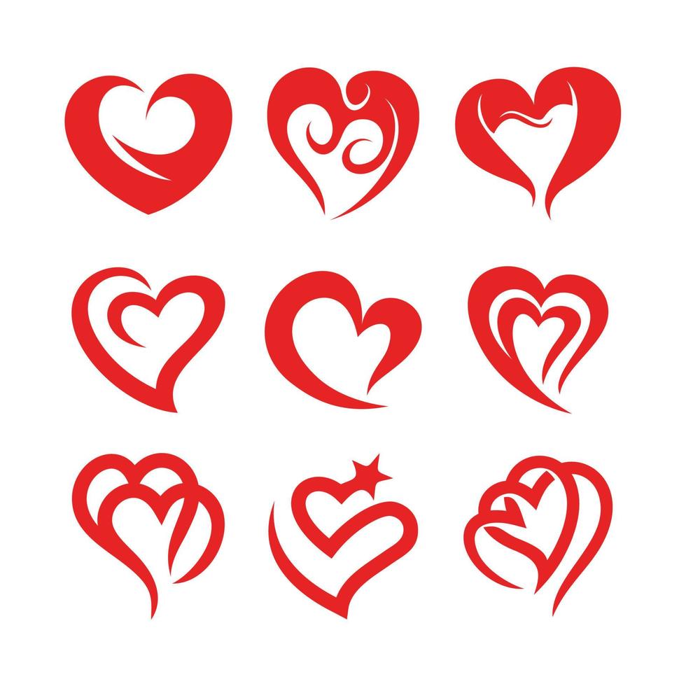 ensemble de vecteur d'icône de symbole de coeur d'amour. éléments de conception pour la saint-valentin.