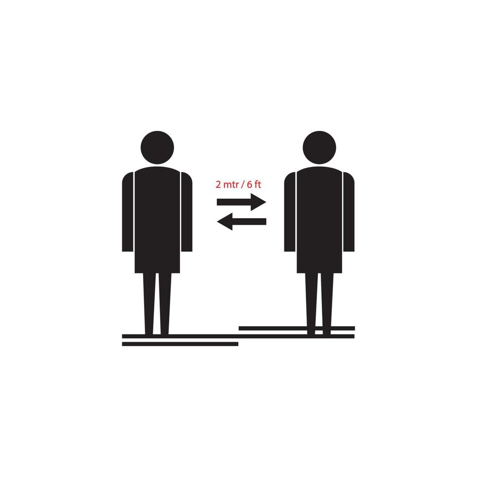 modèle de conception d'illustration vectorielle d'icône de distanciation sociale. vecteur