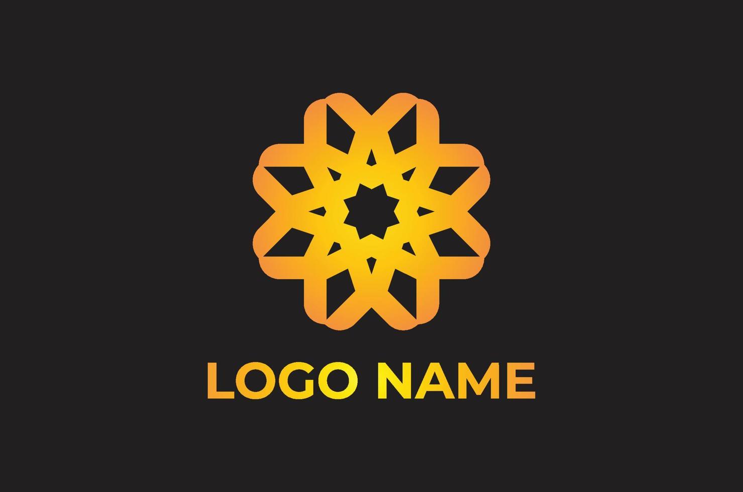 logo floral abstrait aux couleurs orange jaune vecteur