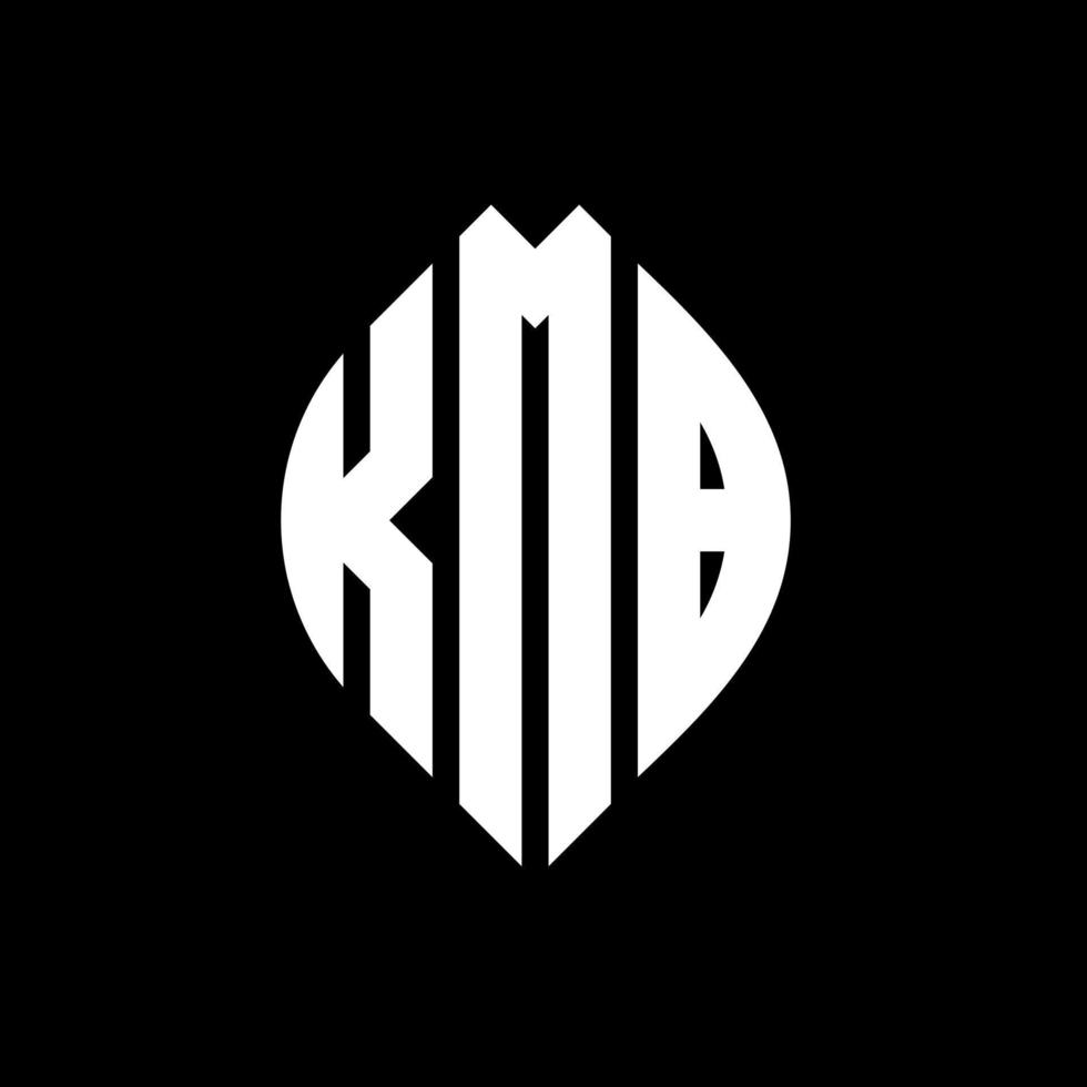 Création de logo de lettre de cercle kmb avec forme de cercle et d'ellipse. lettres d'ellipse kmb avec style typographique. les trois initiales forment un logo circulaire. kmb cercle emblème abstrait monogramme lettre marque vecteur. vecteur