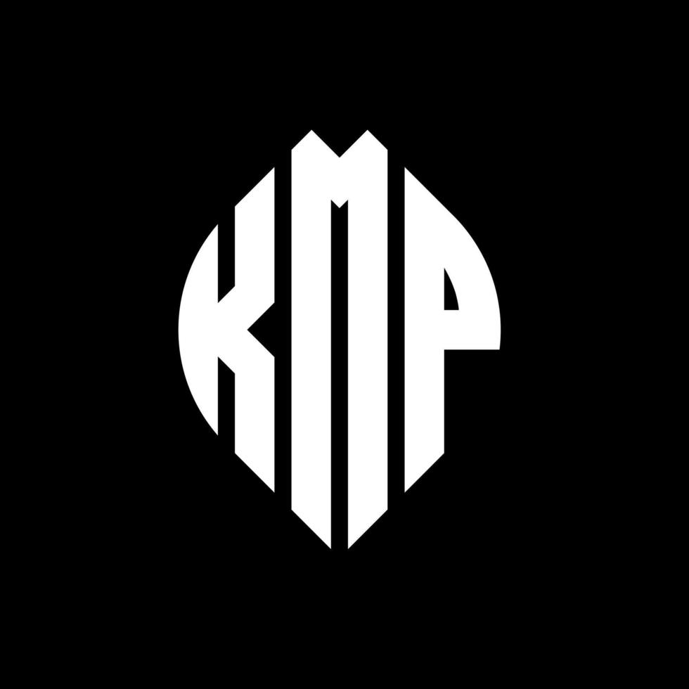 création de logo de lettre de cercle kmp avec forme de cercle et d'ellipse. lettres d'ellipse kmp avec style typographique. les trois initiales forment un logo circulaire. kmp cercle emblème abstrait monogramme lettre marque vecteur. vecteur