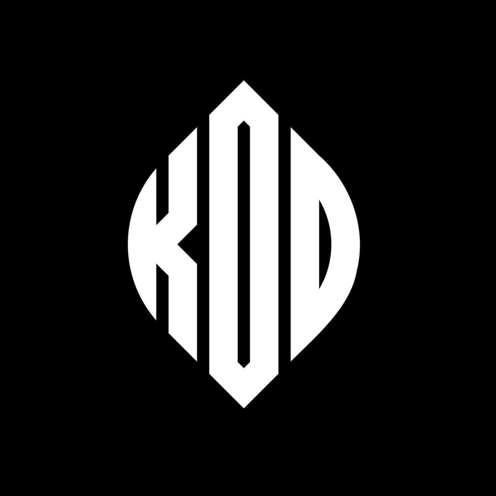 création de logo de lettre de cercle kod avec forme de cercle et d'ellipse. lettres d'ellipse kod avec style typographique. les trois initiales forment un logo circulaire. kod cercle emblème abstrait monogramme lettre marque vecteur. vecteur