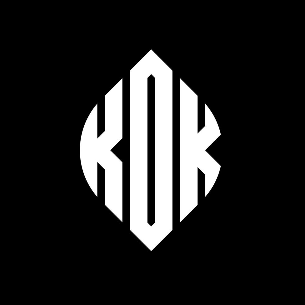 création de logo de lettre de cercle kok avec forme de cercle et d'ellipse. lettres d'ellipse kok avec style typographique. les trois initiales forment un logo circulaire. kok cercle emblème abstrait monogramme lettre marque vecteur. vecteur