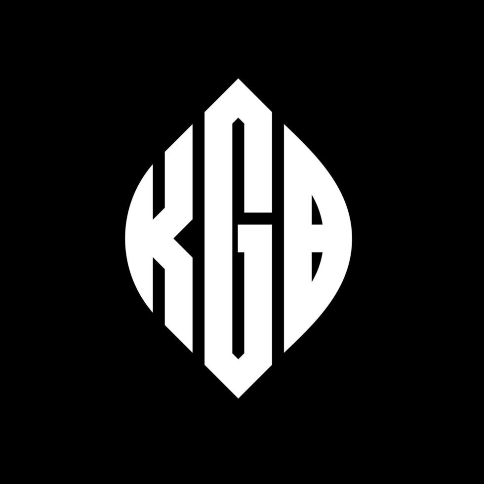 Création de logo de lettre de cercle kgb avec forme de cercle et d'ellipse. lettres d'ellipse kgb avec style typographique. les trois initiales forment un logo circulaire. Emblème de cercle kgb vecteur de marque de lettre de monogramme abstrait.