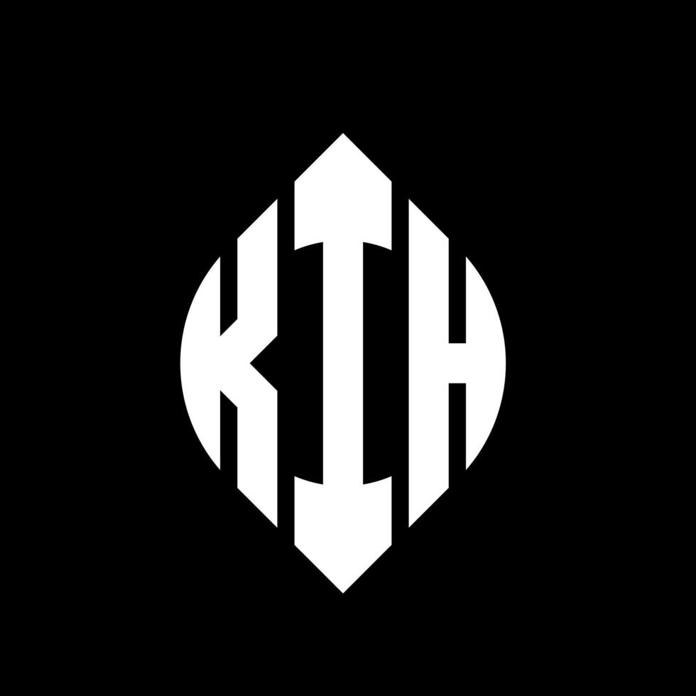 création de logo de lettre de cercle kih avec forme de cercle et d'ellipse. lettres d'ellipse kih avec style typographique. les trois initiales forment un logo circulaire. kih cercle emblème abstrait monogramme lettre marque vecteur. vecteur