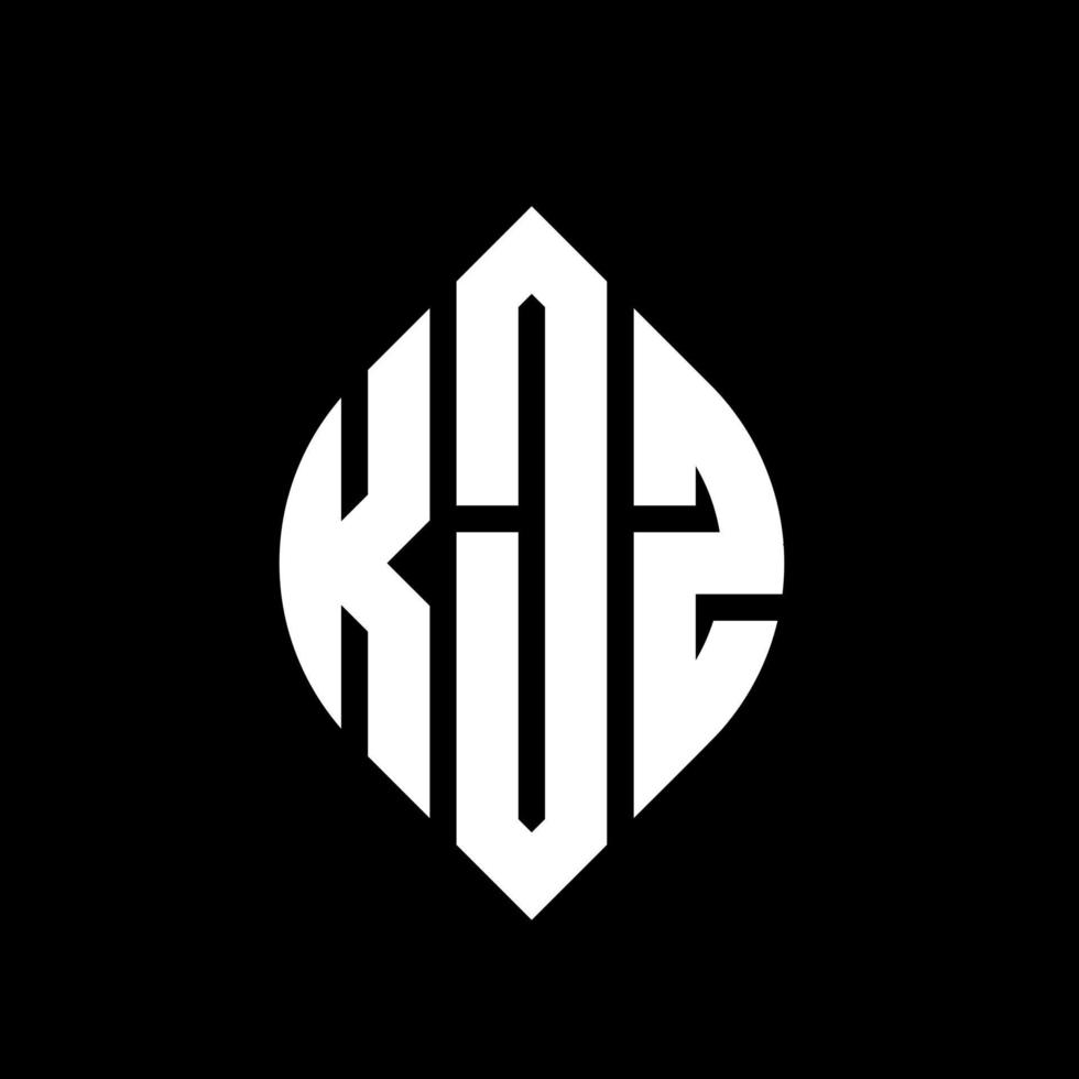 création de logo de lettre de cercle kjz avec forme de cercle et d'ellipse. lettres d'ellipse kjz avec style typographique. les trois initiales forment un logo circulaire. kjz cercle emblème abstrait monogramme lettre marque vecteur. vecteur