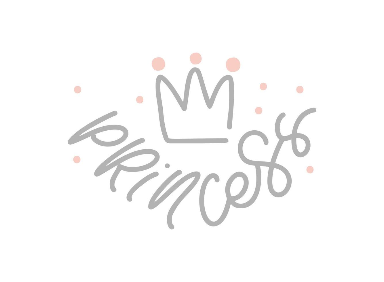 illustration vectorielle bébé texte princesse lettrage avec une couronne pour impression, conception de t-shirt et vêtements de fille, logo, étiquette, étiquette, inscription. vecteur