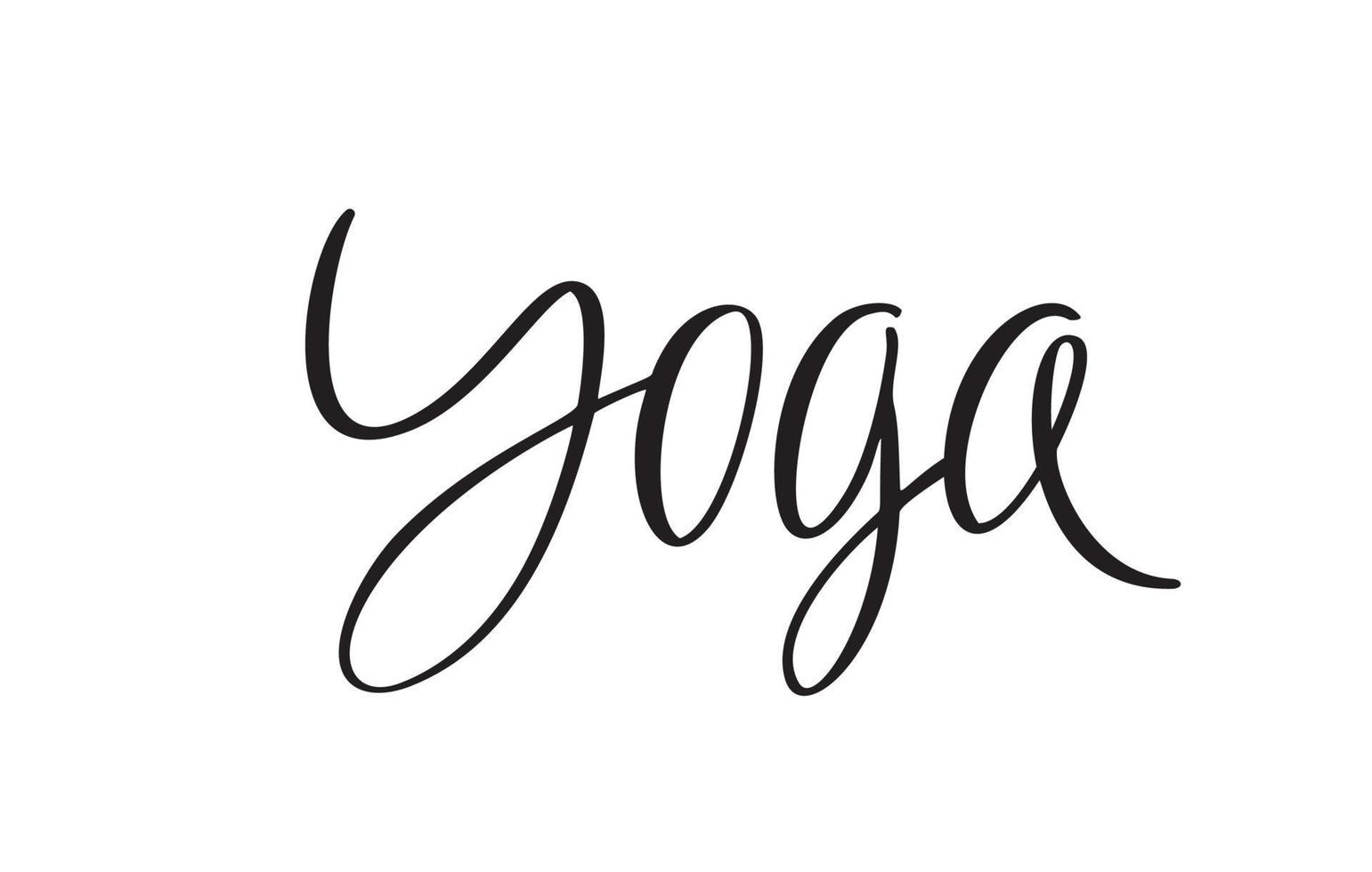 texte de logo vectoriel manuscrit yoga. lettrage à la main pour la boutique d'autocollants de panneau d'affichage de carte d'affiche de bannière d'icône d'insigne. fond de texte. dessin calligraphique