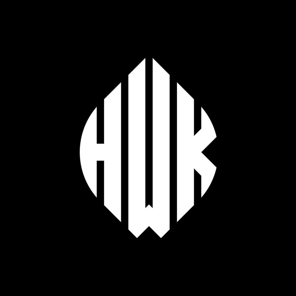 création de logo de lettre hwk cercle avec forme de cercle et d'ellipse. lettres d'ellipse hwk avec style typographique. les trois initiales forment un logo circulaire. hwk cercle emblème abstrait monogramme lettre marque vecteur. vecteur