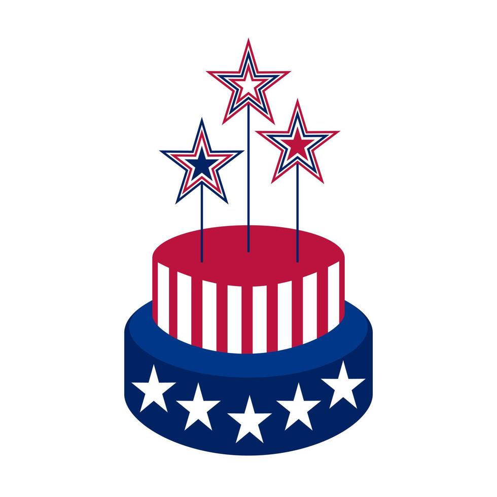 le 4 juillet clipart élément gâteau, fête de l'indépendance des états-unis, rouge et bleu, étoiles et rayures vecteur