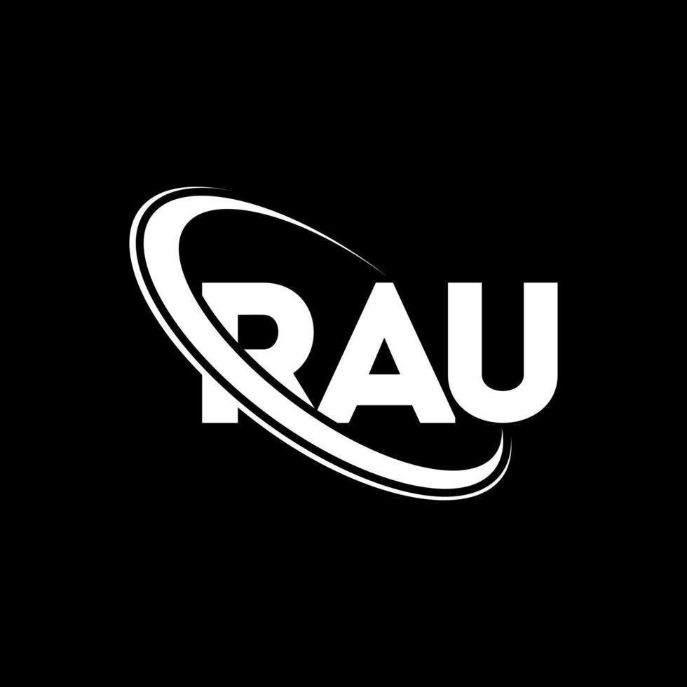 logo rau. lettre rau. création de logo de lettre rau. initiales logo rau liées avec un cercle et un logo monogramme majuscule. typographie rau pour la technologie, les affaires et la marque immobilière. vecteur