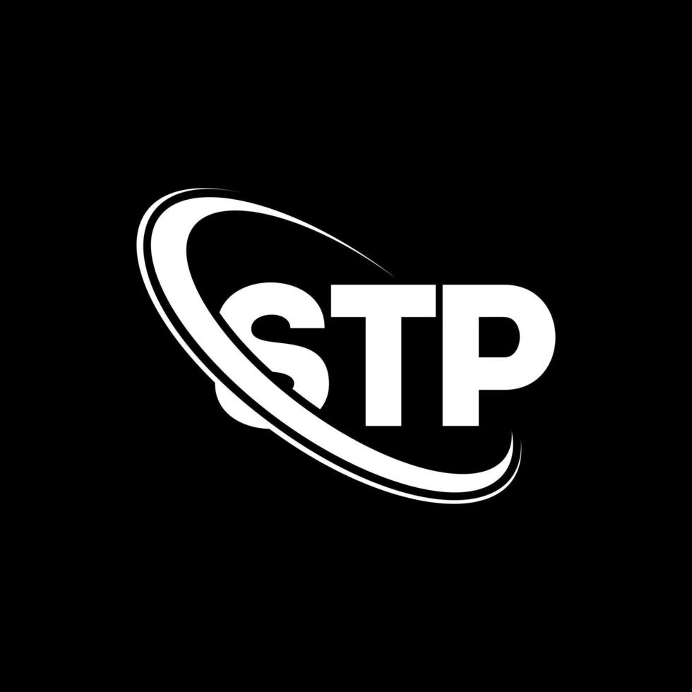 logo stp. lettre stp. création de logo de lettre stp. initiales logo stp lié avec cercle et logo monogramme majuscule. typographie stp pour la technologie, les affaires et la marque immobilière. vecteur