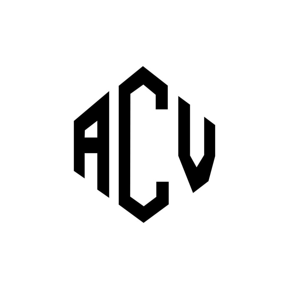 création de logo de lettre acv avec forme de polygone. création de logo en forme de polygone et de cube acv. modèle de logo vectoriel hexagone acv couleurs blanches et noires. monogramme acv, logo d'entreprise et immobilier.