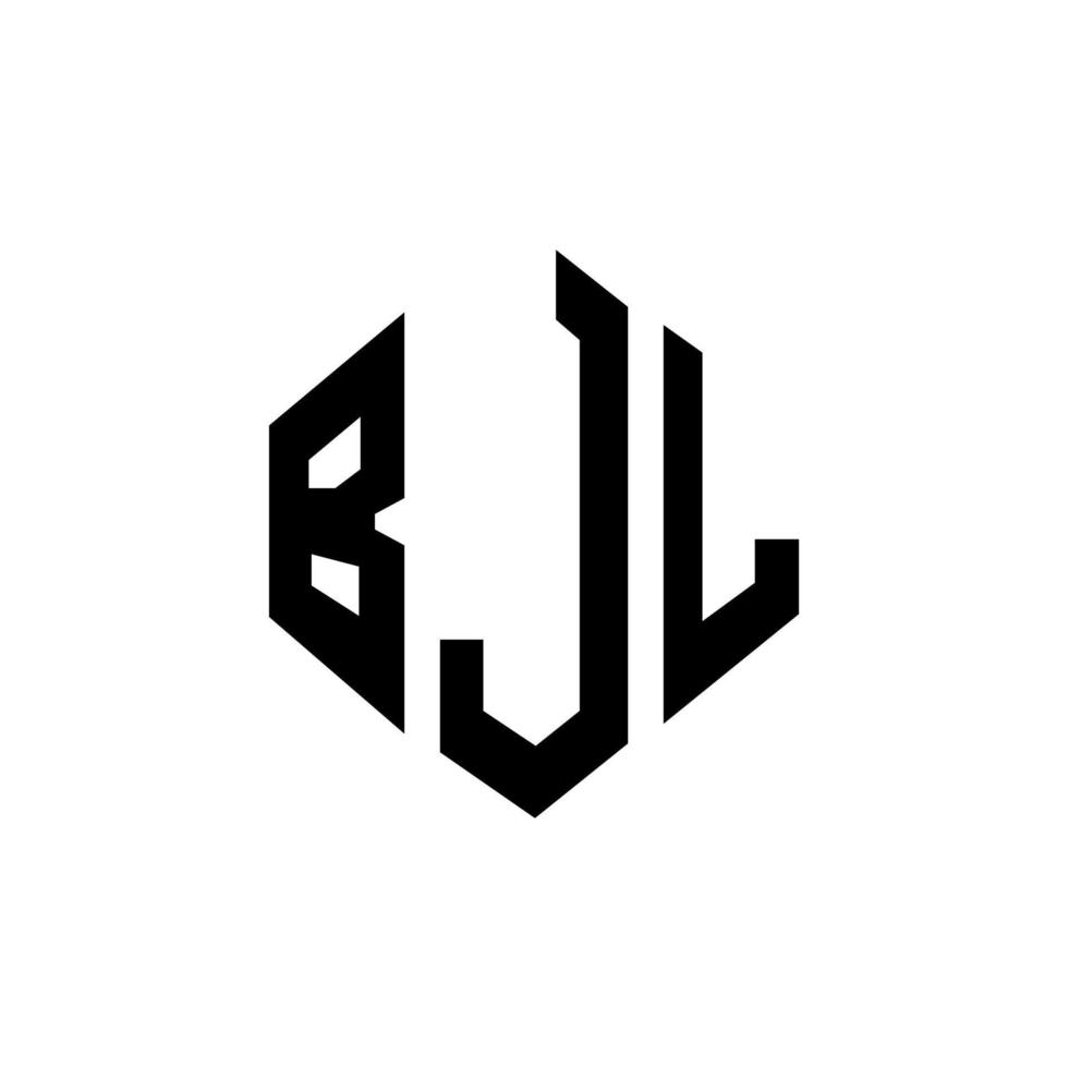 création de logo de lettre bjl avec forme de polygone. création de logo en forme de polygone et de cube bjl. modèle de logo vectoriel bjl hexagone couleurs blanches et noires. monogramme bjl, logo d'entreprise et immobilier.