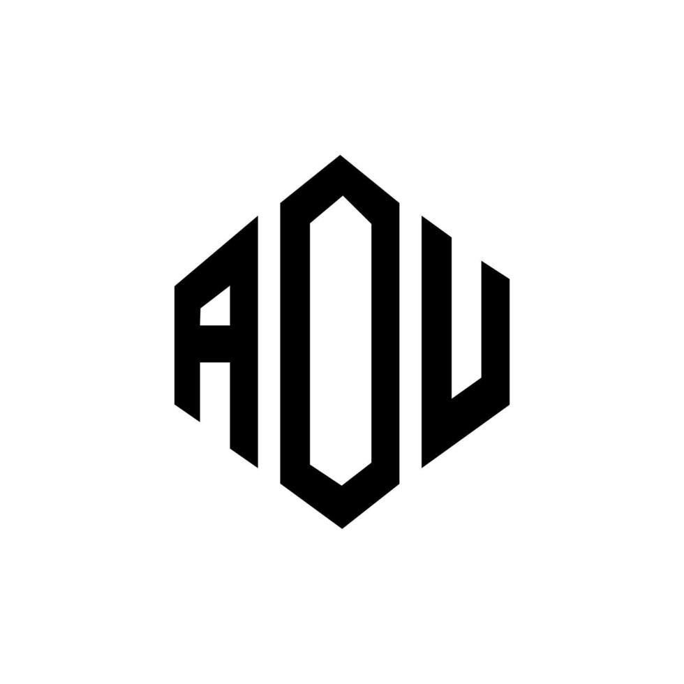 création de logo de lettre aou avec forme de polygone. création de logo en forme de polygone et de cube. aou modèle de logo vectoriel hexagone couleurs blanches et noires. monogramme aou, logo d'entreprise et immobilier.