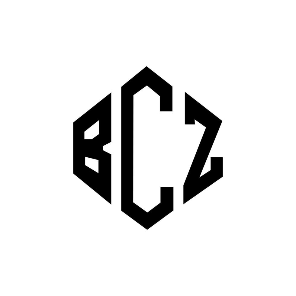 création de logo de lettre bcz avec forme de polygone. création de logo en forme de polygone et de cube bcz. modèle de logo vectoriel bcz hexagone couleurs blanches et noires. monogramme bcz, logo d'entreprise et immobilier.