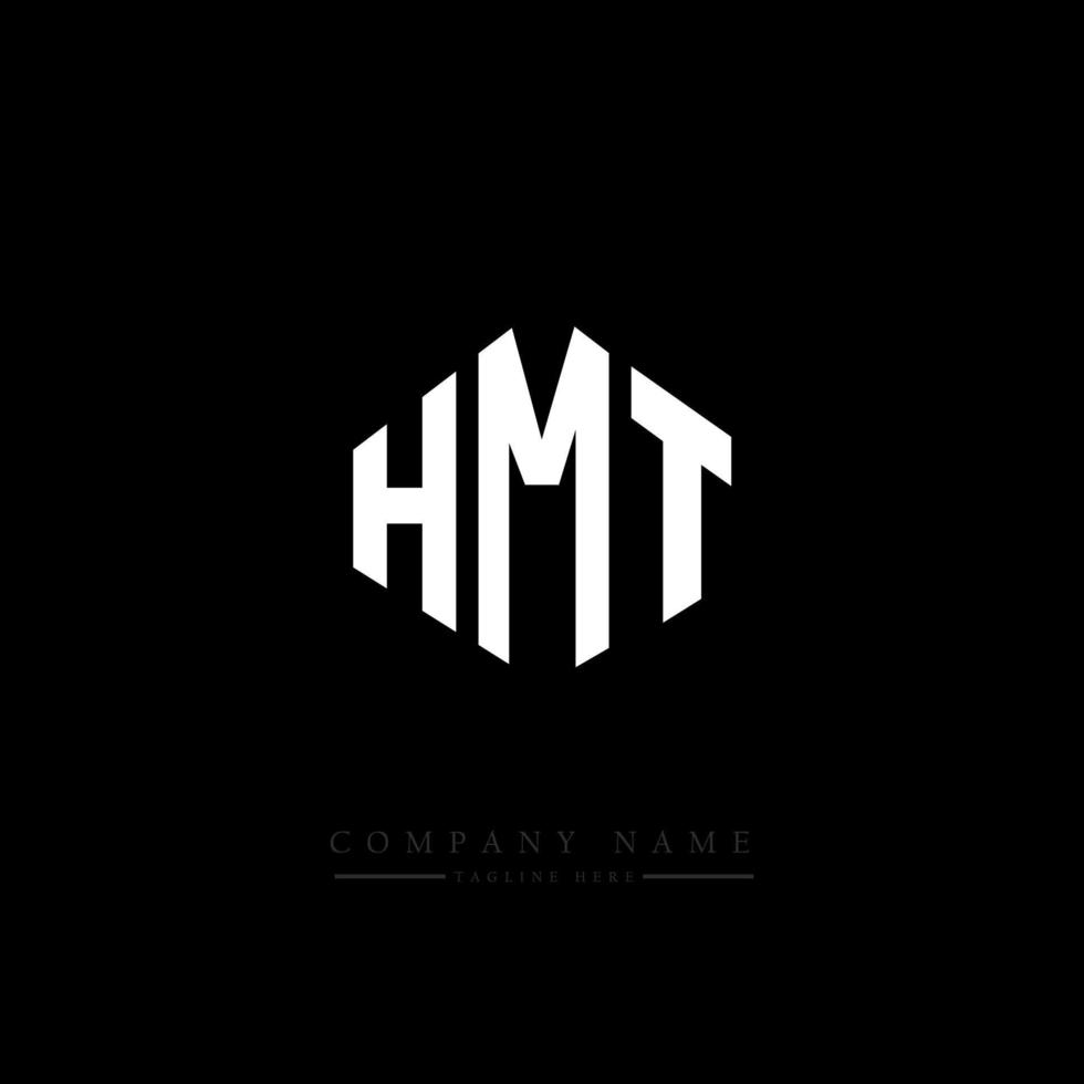 création de logo de lettre hmt avec forme de polygone. création de logo en forme de polygone et de cube hmt. modèle de logo vectoriel hmt hexagone couleurs blanches et noires. monogramme hmt, logo d'entreprise et immobilier.