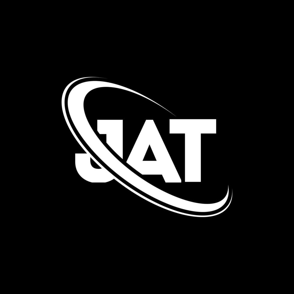 logo jat. lettre jat. création de logo de lettre jat. initiales logo jat liées avec un cercle et un logo monogramme majuscule. typographie jat pour la technologie, les affaires et la marque immobilière. vecteur