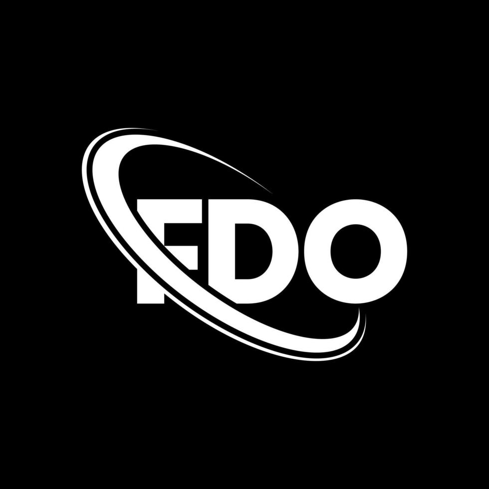 logo fdo. lettre fdo. création de logo de lettre fdo. initiales logo fdo liées avec un cercle et un logo monogramme majuscule. typographie fdo pour la technologie, les affaires et la marque immobilière. vecteur