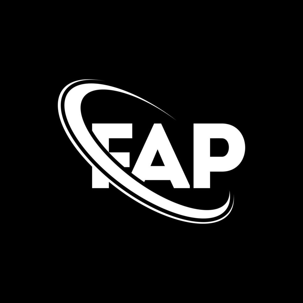 logo fap. lettre fap. création de logo de lettre fap. initiales logo fap liées avec un cercle et un logo monogramme majuscule. typographie fap pour la technologie, les affaires et la marque immobilière. vecteur