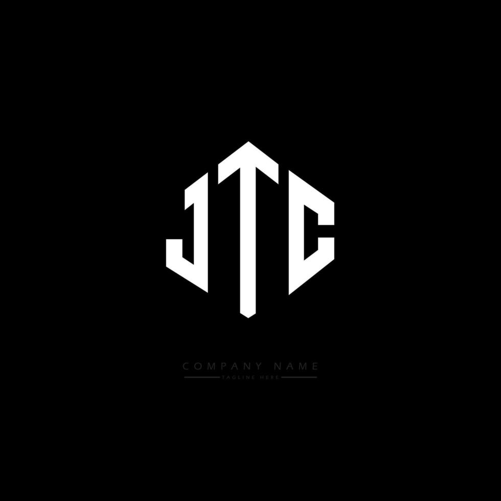 création de logo de lettre jtc avec forme de polygone. création de logo en forme de polygone et de cube jtc. modèle de logo vectoriel jtc hexagone couleurs blanches et noires. monogramme jtc, logo d'entreprise et immobilier.