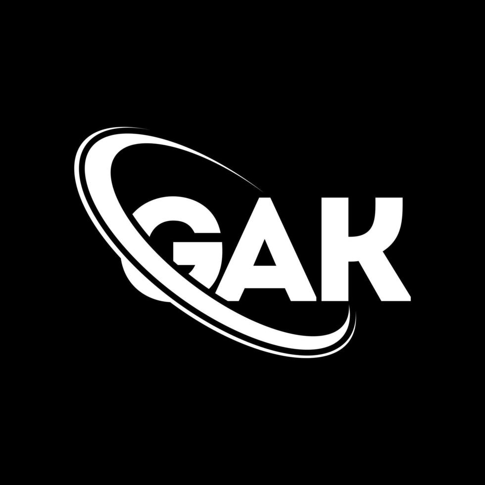 logo gak. lettre gak. création de logo de lettre gak. initiales logo gak liées avec un cercle et un logo monogramme majuscule. typographie gak pour la technologie, les affaires et la marque immobilière. vecteur