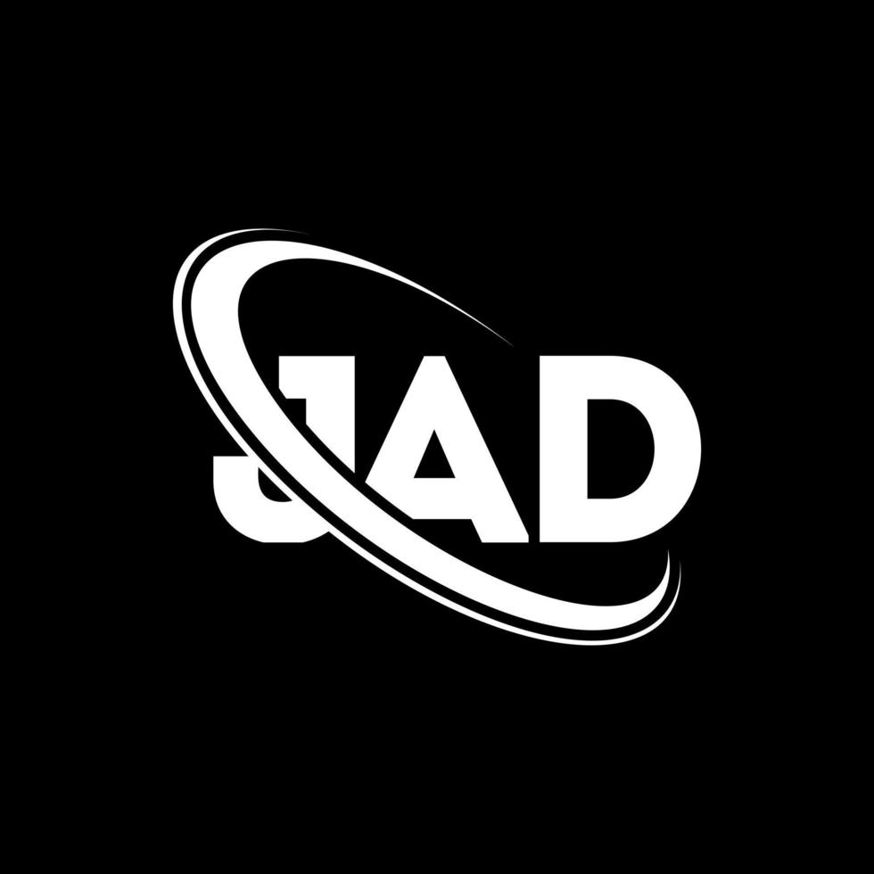 logo jad. lettre jad. création de logo de lettre jad. initiales logo jad liées avec un cercle et un logo monogramme majuscule. typographie jad pour la technologie, les affaires et la marque immobilière. vecteur