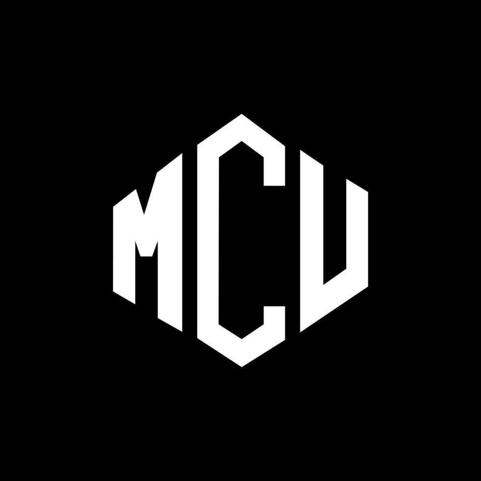 création de logo de lettre mcu avec forme de polygone. création de logo en forme de polygone et de cube mcu. modèle de logo vectoriel mcu hexagone couleurs blanches et noires. monogramme mcu, logo d'entreprise et immobilier.